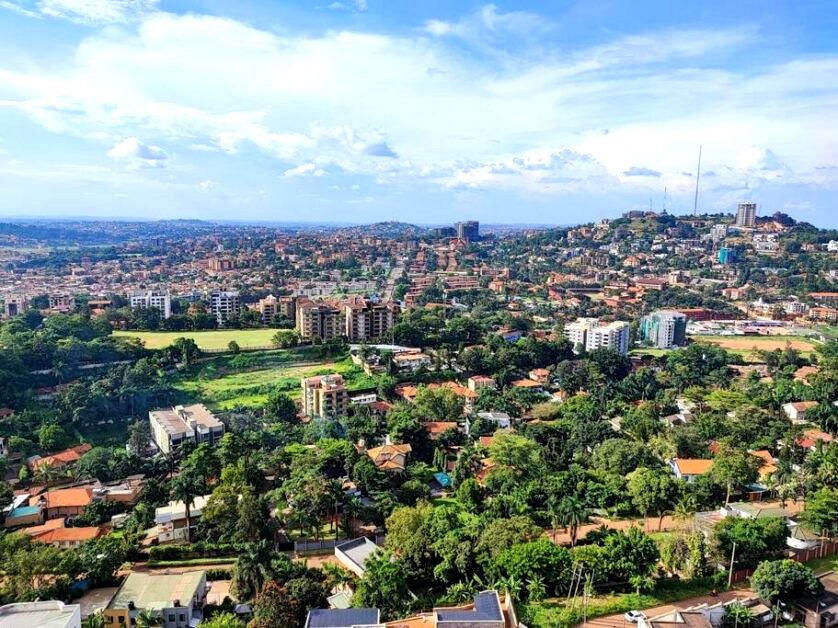 Kampala aerial view with green landscape