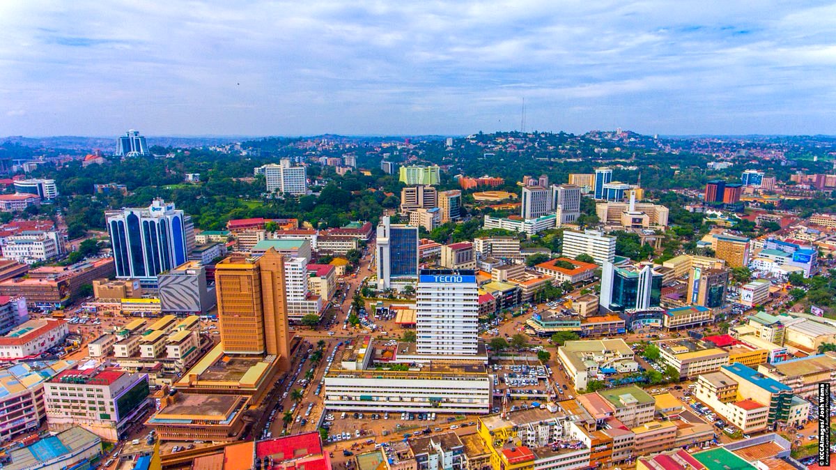 Kampala city skyline aerial view
