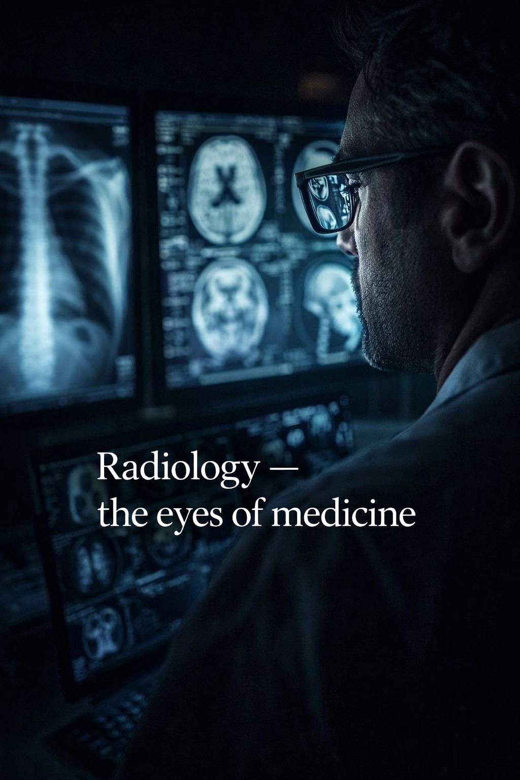 Radiologist reviewing medical imaging scans